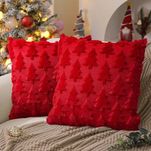 TEMU 1개 크리스마스 레드 플러시 쿠션 커버 - 단색 사각 케이스, 지퍼 잠금, 소파, 침대, 거실용 부드러운 플러시 원단 - 손세탁만 가능, 속통 미포함 - 데코 선물, 축제 분위기 홈 액센트, 현대적인 스타일, 소파 쿠션 커버, 거실쿠션, 쇼파쿠션커버, 등받이쿠션커버, 자수쿠션커버, 배게커퍼