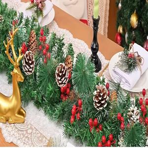 TEMU 클래식 저유지보수 - 관리 없는 크리스마스 리스 (솔방울 & 빨간 열매) - 실내/외용 플라스틱 도어 행거, 연중 겨울 장식 (크리스마스, 새해, 하누카, 부활절) - 유지 관리 불필요 (녹색 잎사귀)