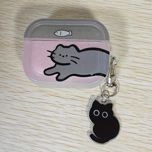 TEMU 귀여운 레트로 고양이 귀 이어폰 케이스 (고양이 참 장식 포함), for Apple for airpods Pro 2 보호 커버, for AirPods Pro 3 보호 케이스, for AirPods Pro 보호 커버, for AirPods 4 보호 케이스, for AirPods 3 보호 케이스에 적합