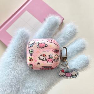 TEMU 귀여운 요거트 킹 케이스 (for AirPods 1/2, for AirPods Pro/Pro 2 호환), 파란색 & 분홍색 물방울 무늬 낙하 방지 커버 (3세대/4세대 이어폰용), 이어폰 보호, 재미있는 디자인, 튼튼한 플라스틱, 이어폰 보호대, 테크 매니아