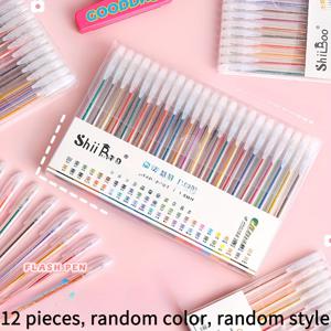 TEMU 36색 메탈릭 글리터 컬러 펜, 섬세한 페인팅 및 그래피티에 적합한 수채화 펜 12개, 메모, 학교 문구, , 수공예 애호가, 크리스마스, 할로윈, 페인팅 브러쉬, 드로잉 펜, 연필 사용