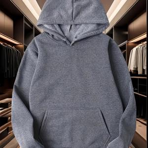 TEMU 솔리드 컬러 다용도 후드 풀오버 루즈핏 편안한 긴팔 포켓 캐주얼 스웨트셔츠