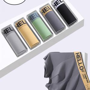 TEMU 헬로 레터 프린트 남성용 속옷 5팩 - 통기성 좋고 부드러운 신축성 원단, 편안하고 핏감 좋은 캐주얼 및 스포츠 속옷, 단색 디자인, 일상용 속옷 | 패셔너블 복서 쇼츠 | 매끄러운 질감, 남성용 복서 쇼츠 멀티팩, 액티브웨어 필수품,모던 핏,통기성 원단,부드러운 소재