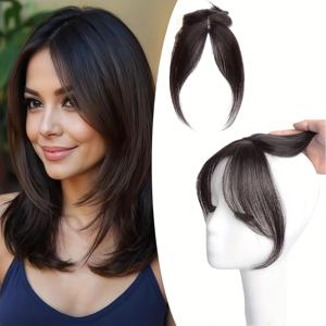 TEMU 여성용 헤어 토퍼, 10인치 클립형 앞머리, 모발 이염 완화용, 360° 3D 커버리지 헤어 익스텐션 및 피스