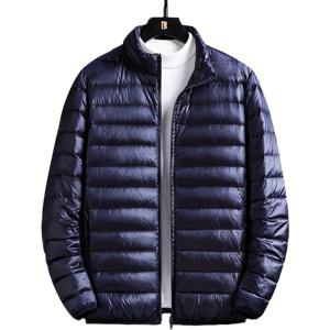 TEMU 남성용 스탠드 칼라 경량 하이로프트 패셔너블 다용도 얇은 재킷 | 캐주얼 스타일, 단색, 포켓 디테일, 루즈핏