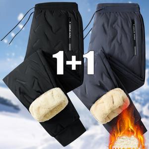 TEMU 2팩 남성용 안감 가을/겨울 긴 바지 - 따뜻하고 두꺼운 지퍼 캐주얼 조거 팬츠, 포켓 포함, 스포츠 및 레저용, 남성 조거 팬츠, 쓰리 조거, 남성 스웨트팬츠, 운동용 디자인, 따뜻한 안감, 내구성 있는 소재, 액티브 라이프스타일, 야외 활동,스포티한 디자인,고품질 소재,체육복|스포츠|남자바지