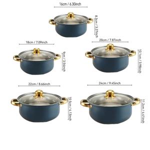 TEMU 5개의 냄비 5개의 뚜껑, 야외, 기숙사 및 캠핑용 스테인리스 스틸 조리 기구 세트 | 식기세척기 사용 가능, 모든 스토브 유형과 호환, 캠핑 필수품 | 내구성 좋은 주방 도구, 캠핑 스토브, 캠핑 조리 세트|식기세척기|식기세척기