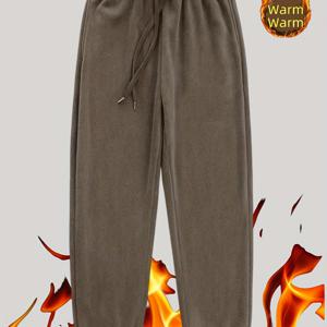 TEMU 남성용 안감 두꺼운 조거 팬츠 - 뒷주머니 포함, 슬림핏 겨울 트레이닝 짐 팬츠, 테이퍼드 레그 보온 운동용 캐주얼 팬츠 (단색, 세탁기 사용 가능)