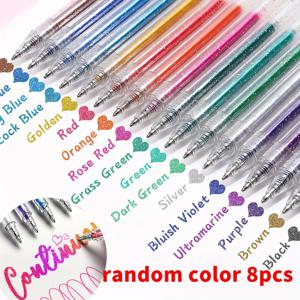 TEMU 8팩 글리터 펜 - 반짝이는 글리터 젤 펜 - 학용품 - 노트북 및 저널용 오로라 쉬머 하이라이터