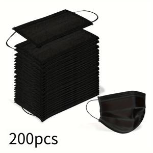 TEMU 200개 블랙 일회용 마스크 - 편안하고 밀착되는 핏, 여행 및 일상 필수품|마스크|KF94마스크