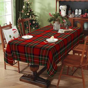 TEMU 1개 빨간 격자무늬 크리스마스 테이블보 - 클래식 빈티지 식탁보, 내구성 좋은 원단, 결혼식, 생일, 크리스마스, 부활절, 집들이 파티용 - 쉽게 세척 가능한 휴일 장식