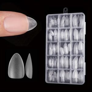 TEMU 330개 짧은 아몬드 네일 팁 세트 - 업그레이드 매트 젤 네일 스티커, 필링 필요 없음, 프리쉐이프 풀 커버리지 짧은 아몬드 네일, 투명 아크릴 네일 팁, 소크오프 네일 연장용, 15가지 사이즈|젤네일