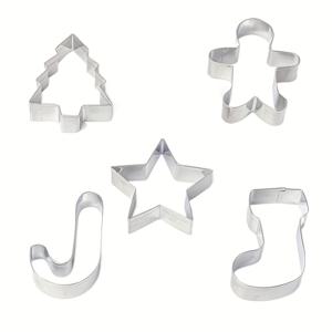 TEMU 스테인리스 스틸 크리스마스 쿠키 커터 세트 - 진저브레드 맨, 스타킹, 캔디 케인, 크리스마스 트리, 별 모양의 5개 휴일 비스킷 몰드로 축제 베이킹을 위한