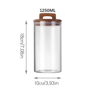 TEMU 750/1000/1250/1400ml 손잡이가 있는 유리 보관용기, 밀폐 유리 저장용기, 커피콩, 사탕, 스낵, 누룽지, 차 보관 도구, 주방 공간 절약용품
