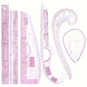 TEMU 3개/6개 프렌치 커브 커브 자 & 재봉 키트 - 헤비듀티 플라스틱 커브 자와 커브 템플릿, 멀티 커브 디자인, 재단, 드레스메이킹, 패턴 드래프팅용 - 전문가 & 취미 재봉사 키트, 올인원 슈트