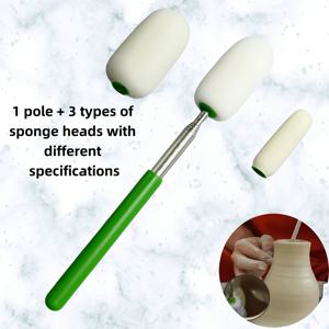 TEMU 스테인리스 스틸 스펀지 막대가 모여 있으며, 조절 가능한 길이를 갖고 있습니다. 도자기 도제를 형성, 습식 및 흡수하기 위해 설계되었습니다. 분리 가능한 헤드는 다양한 크기의 세 개의 스펀지 헤드를 사용하고 교체할 수 있습니다. 텔레스코픽 길이는 27인치입니다.