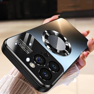 TEMU 아이폰 16 15 14 11 프로 맥스 플러스에 적합한 새로운 티타늄 메탈 럭셔리 매트 폰 케이스, 자석 무선 충전 기능 및 충격 방지 유리 카메라 렌즈 보호 케이스