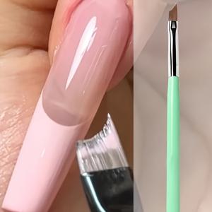 TEMU 1개 프렌치 스타일 젤 네일 아트 펜 - 그린 핸들 & 반달형 브러쉬 팁, 젤 폴리쉬용 DIY 네일 페인팅, 매니큐어 & 페디큐어 디자인, 경화성 네일 폴리쉬 시스템 호환