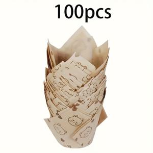 TEMU 리틀 베어 튤립 케이크 종이 홀더, 베이킹용 종이 컵케이크 라이너 및 머핀 몰드, 주방 가제트