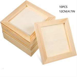 TEMU 4.7X4.7인치 나무 액자 10개 세트 - 미완성 사각형 디스플레이, 공예, 사무실 장식 및 미니어처 작품에 적합