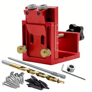 TEMU 포켓홀 지그 키트, 2구멍 조절 가능 드릴링 가이드 조인트 앵글 도구 다월 드릴 조인트 스크류 키트 지그 시스템 목공 도구