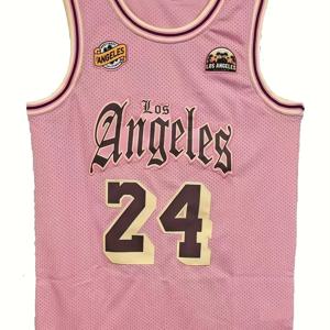 TEMU 남성용 자수 농구 저지, 남성용 스타일리시 스포츠 탱크 탑