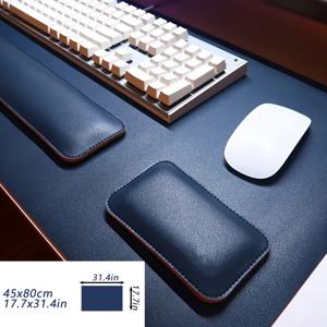 TEMU 3개 세트 PU 가죽 게이밍 & 오피스 데스크 번들 - 미끄럼 방지 키보드 & 마우스 패드 + 손목 받침대 포함 - 컴퓨터, PC, 노트북용 헤비듀티 쿠션, 오른손/왼손 손목 지원
