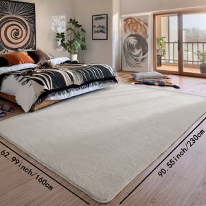 TEMU 1개, 노르딕 솔리드 컬러 고밀도 플러시 매트, 베이지 긴 스트립 대형 매트, 폴리에스터 소재, 부드럽고 털빠짐 없음, 발밑 편안함, 평방미터당 1000g 무게, 세탁 가능, 밝은 베이지 친화적 쉬운 관리, 방음 및 소음 감소, 거실, 침실, 복도, 서재 장식에 적합, 휴가 모임 홈 데코를 위한 완벽한 선택, 로맨틱한 분위기 쉽게 조성