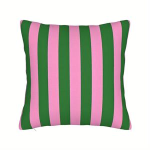 TEMU 비후두 현대적인 캔디 쿠션 커버 - 그린 & 핑크 줄무늬 장식용 지퍼형 소파 베개커버, 세탁기 사용 가능, 거실 인테리어 소품, 볼드 컬러 믹스, 찢어진 텍스처