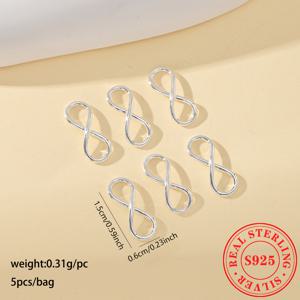 TEMU DIY 주얼리 만들기용 스털링 실버 피규어-8 커넥터 클라스프 5개, 수제 브레이드 비즈 팔찌 링크 및 펜던트 액세서리