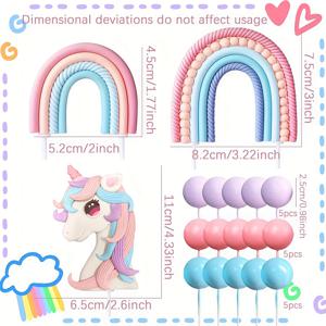 TEMU 라벤티 18피스 포니 유니콘 케이크 장식 포니 생일 파티 장식 케이크 토퍼 유니콘 파티 용품 생일 케이크 장식