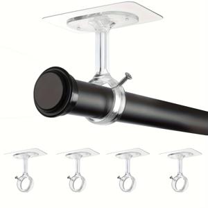 TEMU 2/4/8개입 드릴링 불필요 천장 커튼봉 브래킷, 6개입 강력 자가 접착 커튼봉 브래킷, 조절 가능한 커튼 후크, 3.05Cm 직경 로드 걸이, 옷장, 침실에 적합