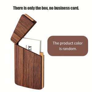 TEMU 1개 재활용 목재 휴대용 명함 홀더 - 오픈 리드 디자인, 무톱니, 컴팩트하고 내구성 있는 카드 케이스, 전문가용 선물 추천, 자연 월넛 마감, 매끄러운 질감