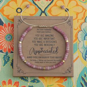 TEMU 1pc 여성 핑크 자연석 팔찌, 2x4mm 로즈 쿼츠 비즈와 마음을 다는 카드, 손수 짠 브레이드 조절 가능한, 그녀의 독특한 사랑의 주문, 엄마 또는 여자 친구를 위한 완벽한 휴일 선물