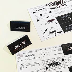TEMU 120개/20장 미니 감사 카드 - 블랙 & 화이트 다크 테마 여행 가방 디자인, 트레이딩, 선물 포장, 사진 카드용 | 영어 호환 미니 폴더오버, 수공예, 손 정리, 디스플레이용 | 종이