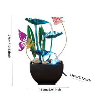 TEMU 우아한 3단 데스크탑 분수 LED 조명 폭포, 자연스러운 홈 오피스, 명상 또는 스파용 실내/실외 젠 분수, 금속 - 포함 또는 제외 - 호환 가능 - (없음)