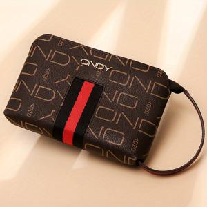 TEMU 여성용 롱 손목 지갑 - 지퍼 클로저 & 고정 스트랩, 휴대폰 및 열쇠 수납 가능, 커피 브라운 / PVC 가죽 백, 일상/공식/여행용 - 엄마 선물, 데이, 여성 액세서리, 빈티지 패턴, 내구성 있는 디자인, 핸즈프리 백, 클래식 프린트, Ondy 브랜드, 데이 선물|핸드폰스트랩|가죽가방