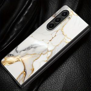 TEMU 삼성 갤럭시 Z 폴드 7 6 5 4 3 폴드3 폴드4 폴드5 폴드6 폴드7용 백 폰 커버 케이스 화이트 럭셔리 마블 스톤
