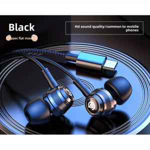 TEMU 유선 고품질 사운드 이어폰, Type-C , 앱플레, 화웨이, 호너, 오포, 샤오미, 비보용 음악 및 스포츠 게이밍 이어폰|헤드폰|태블릿PC