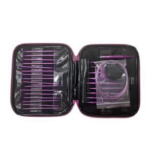 TEMU 13쌍/세트 보라색 산화 알루미늄 원형 바늘, 분리형 코드 원형 바늘 세트 (PU 소프트 케이스 포함)|케이스