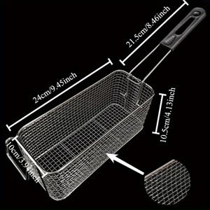 TEMU 헤비듀티 메탈 딥프라이 바스켓 - 프론트 후크 & 미끄럼 방지 핸들, 대용량 내구성 강화, 녹 방지 및 세척 쉬움 - 감자튀김, 치킨 너겟, 튀긴 닭고기용 - 가정용 및 상업용 주방에 적합, 견고한 디자인, 내구성 있는 구조, 식품 서비스 전문가용 레스토랑 용품
