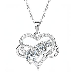 TEMU 무한한 사랑 8자형 삼생 하트 목걸이 여성용, 라이트 럭셔리 칼라본 체인|목걸이|탄생석