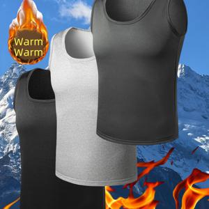 TEMU 3개입 타이트핏 조끼, 기모 안감 스포츠 캐주얼 두꺼운 따뜻한 속옷, 모든 계절에 적합, 남성용 핏 스타일.