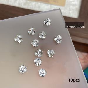 TEMU 10개 반짝이는 라인스톤 네일 아트 - 핸드메이드 슈퍼 글리터 네일 장식, 화이트 & 클리어 네일 액세서리 (매니큐어 & 페디큐어용), 내구성 좋은 메탈릭 마감, 파티 & 특별한 날에 완벽, 네일 액세서리, 파티 네일 데코|네일