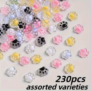 TEMU 55개/230개 야광 고양이 발바닥 구슬 - /어두운 곳에서 빛나는, DIY 액세서리, 네일 아트 & 폰 케이스 장식, 귀여운 발톱 참 키링, 3D 공예 (대량 구슬 세트) - DIY 애호가와 크리스마스 선물로 완벽한 선택