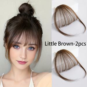 TEMU 여성용 심리스 클립형 앞머리 2개 - 가볍고 자연스러운 투명 앞머리, 조절 가능한 클립 포함, 짧은 길이부터 중간 길이까지 (라이트 브라운/골든/베이지/다크 브라운) - 봄, 여름 일상복으로 적합