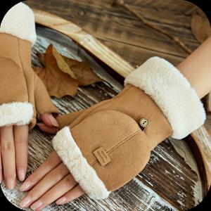 TEMU 겨울용 터치스크린 장갑 - 커프 & 플립탑 포켓 포함 - 스마트폰 호환, 부드러운 브라운/화이트, 사이클링, 출퇴근, 스키, 오토바이용 - 탄력 있는 손목 핏 (손세탁 가능한 추운 날씨 장갑)