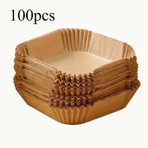 TEMU 100개입 두꺼운 고품질 일회용 베이킹 페이퍼 라이닝 - 오븐, 전자레인지, 에어프라이어에 적합, 무코팅 및 논스틱 양피지 - 내열성|에어프라이어