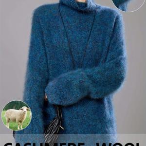 TEMU 2025 가을/겨울 신상 하이넥 헤비웨이트 브러시드 캐시미어 스웨터, 캐시미어 + 캐시미어, 캐주얼하고 우아한, 캐시미어 스웨터와 맞먹는 플러시한 감촉, 패셔너블하고 다재다능한 디자인, 따뜻하고 착용감 좋은 준비된 제품, 초소프트하고 섬세한 편안함, 구름 같은 터치와 감싸는 느낌, 가벼운 롱헤어 텍스처