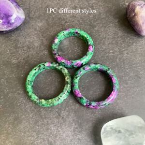 TEMU 천연 루비 & 에메랄드 반지 - 6mm 와이드 웨딩/파티 주얼리, 천연석 , 12월 탄생석 선물, 유럽 스페셜 라인 컬렉션 (도금 없음), 캐주얼 복장 및 특별한 날에 어울리는|탄생석